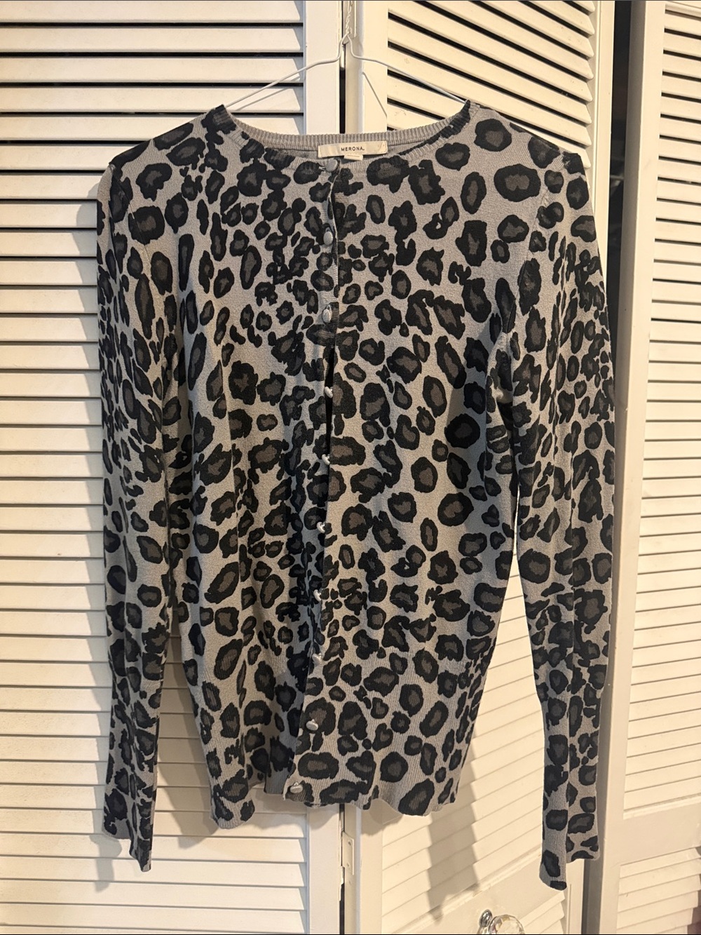 Merona Gray and Black Leopard Button-Down Sweater